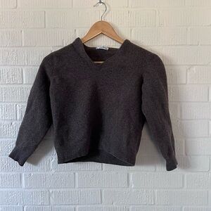Elegant Charcoal V-Neck Sweater for Women